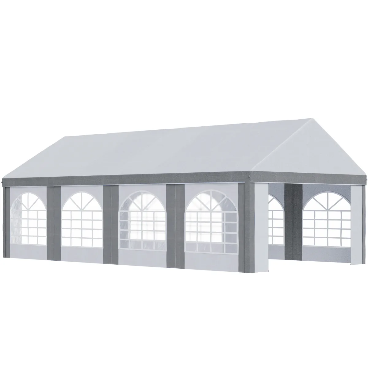 Outsunny 8 x 4m Party Tent with Removable Sides, 8 Windows and Double Doors, White and Grey